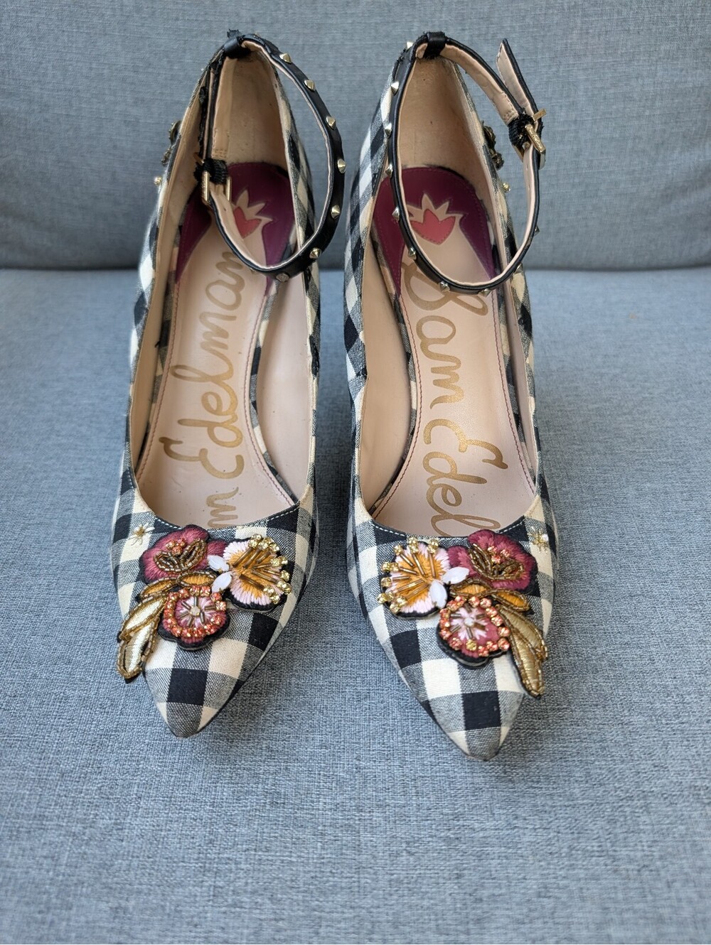 Sam Edelman gingham heels. Size 10.